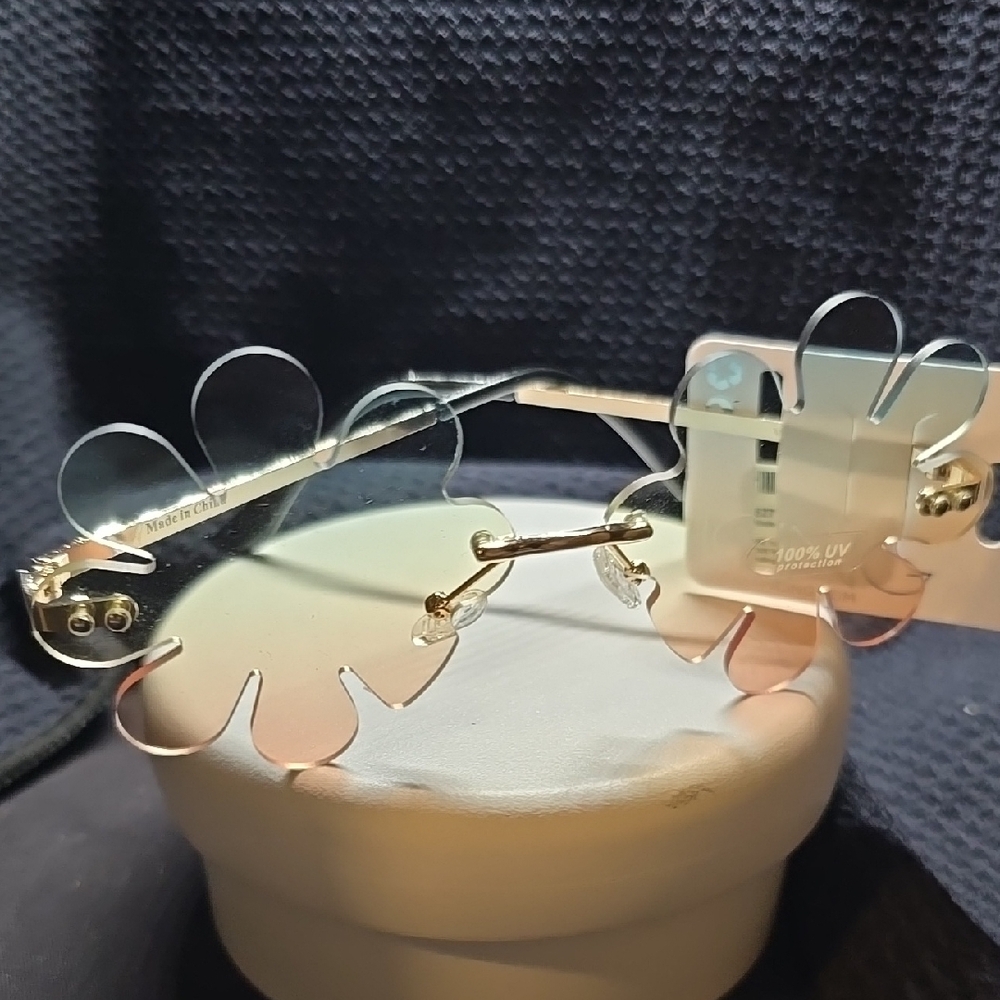Floral Rimless Sunglasses - Gold NWT